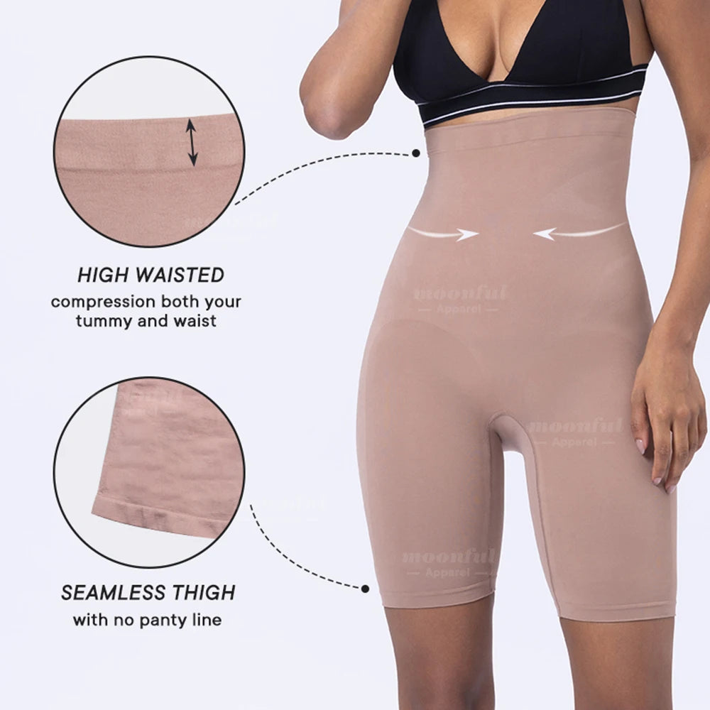Calcinha modeladora feminina MOONFUL de cintura alta e sem costura para modelar a silhueta