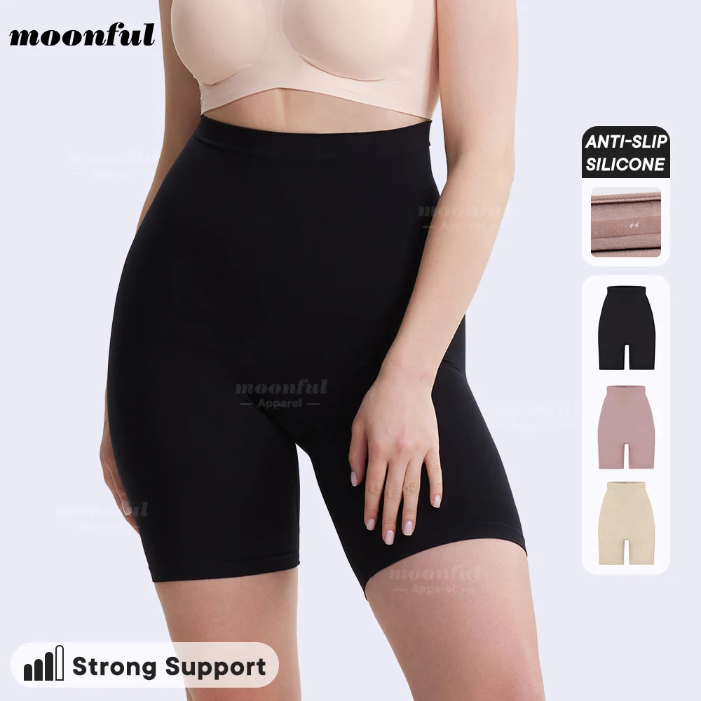 Calcinha modeladora feminina MOONFUL em preto com silicone anti-deslizante para suporte forte