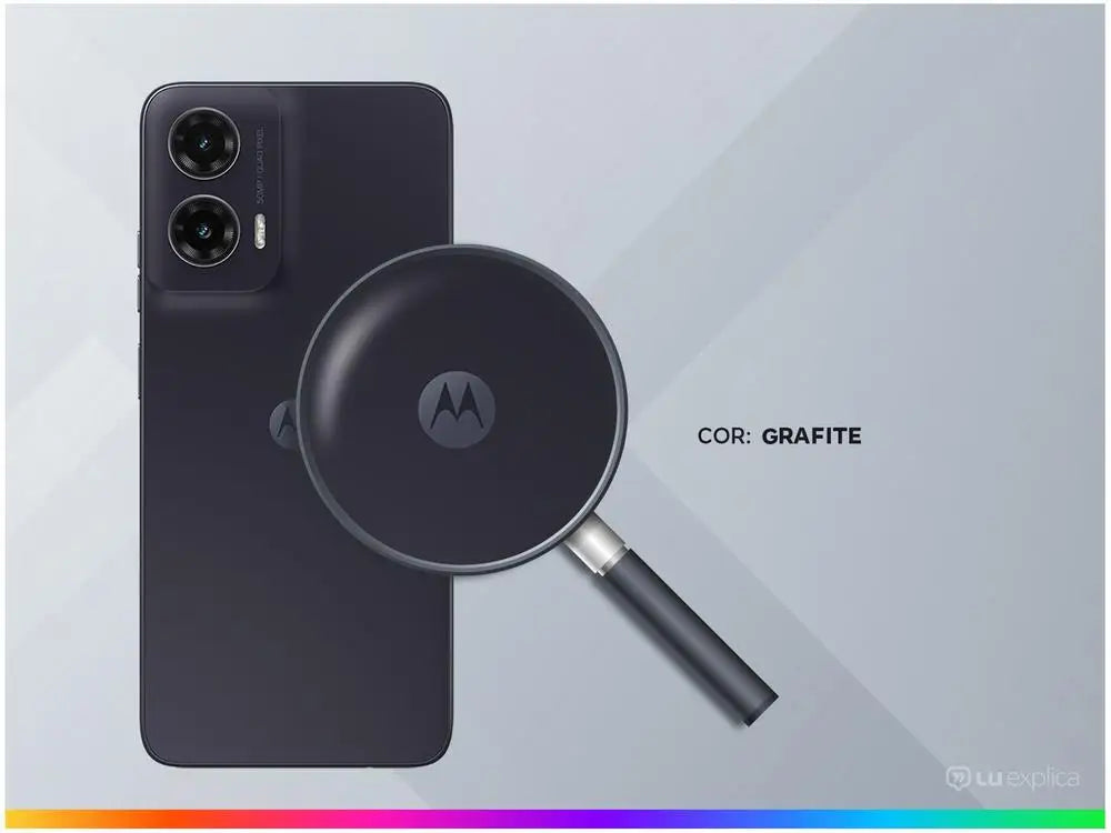 Smartphone Motorola Moto G35 na cor grafite com design moderno e câmera dupla