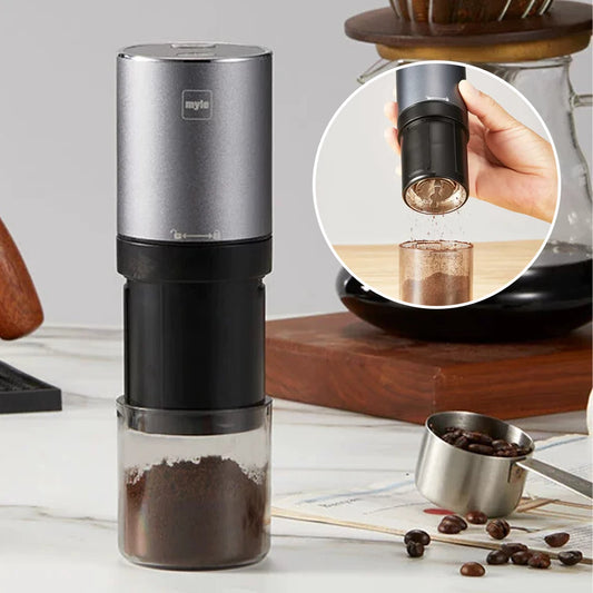 Moedor de café elétrico portátil em aço inoxidável, ideal para preparar café fresco em casa