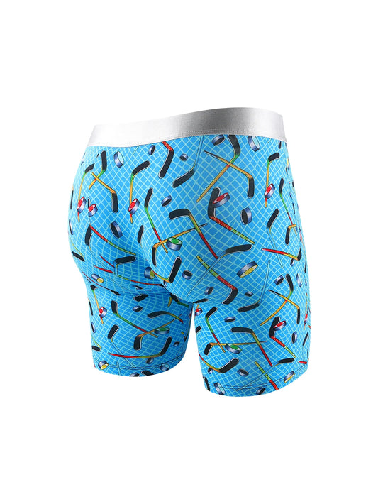 Cuecas masculinas estampadas NANFAN azul com padrões gráficos coloridos para conforto e estilo