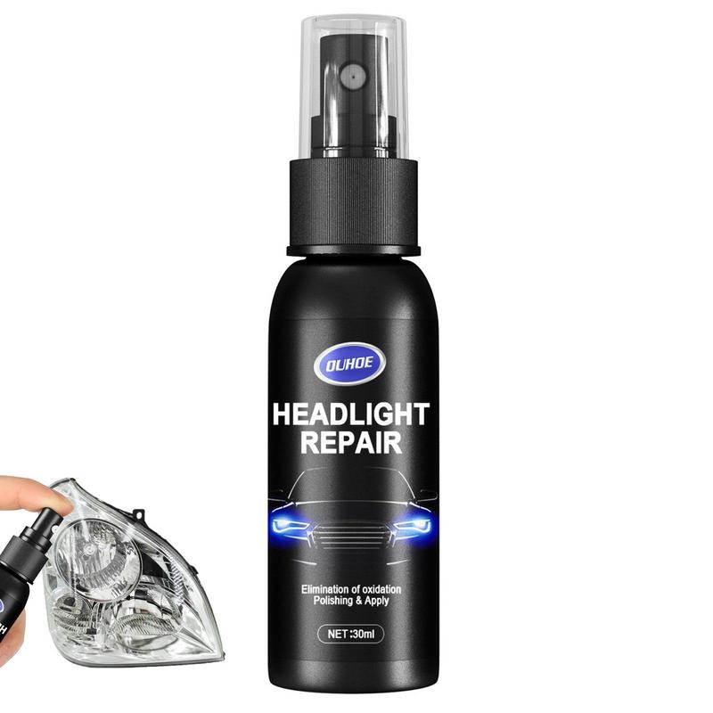 Líquido restaurador de farol carro em spray, ideal para eliminar a oxidação e polir faróis de veículos.