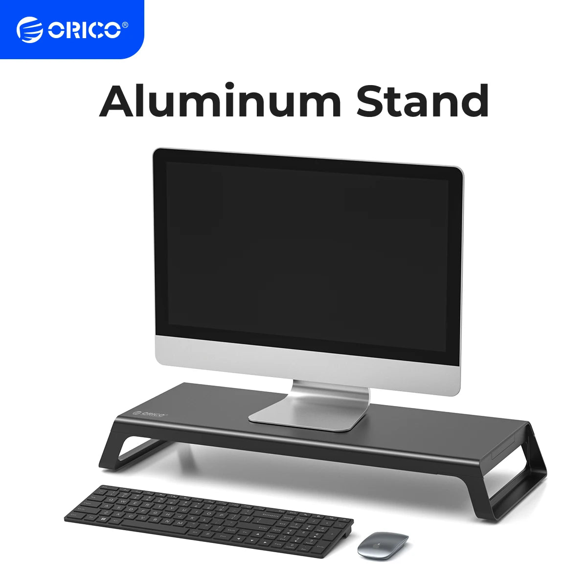 Suporte vertical para notebook ORICO em alumínio, ideal para elevar MacBook e organizar o espaço de trabalho