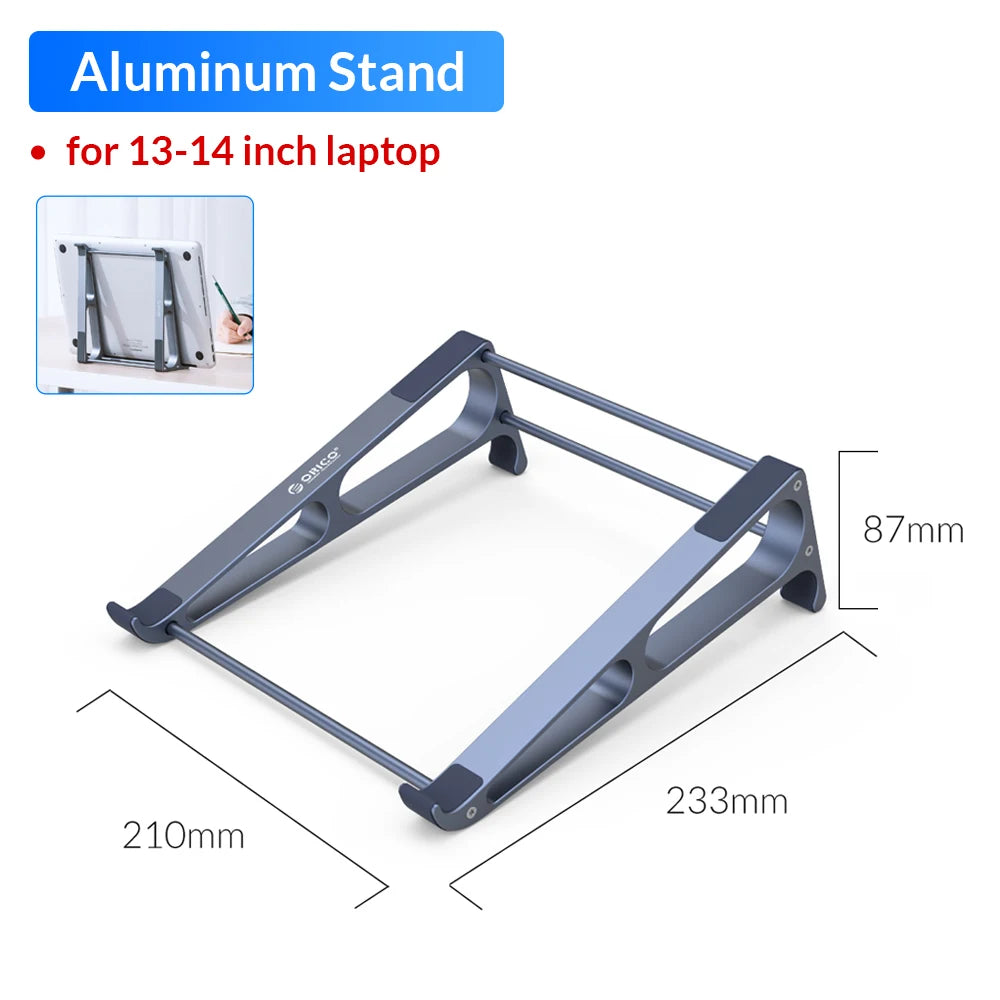 Suporte vertical para notebook ORICO em alumínio, ideal para laptops de 13 a 14 polegadas