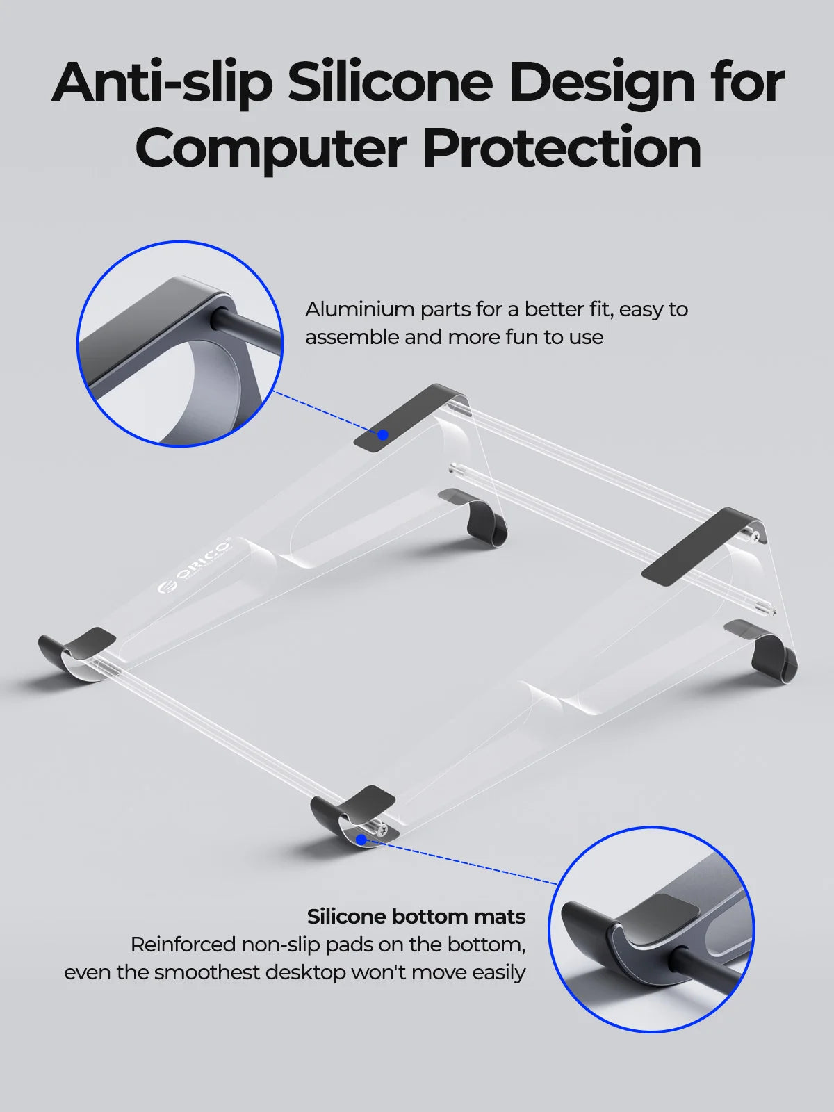 Suporte vertical para notebook ORICO com design anti-derrapante e silicone para proteção do computador