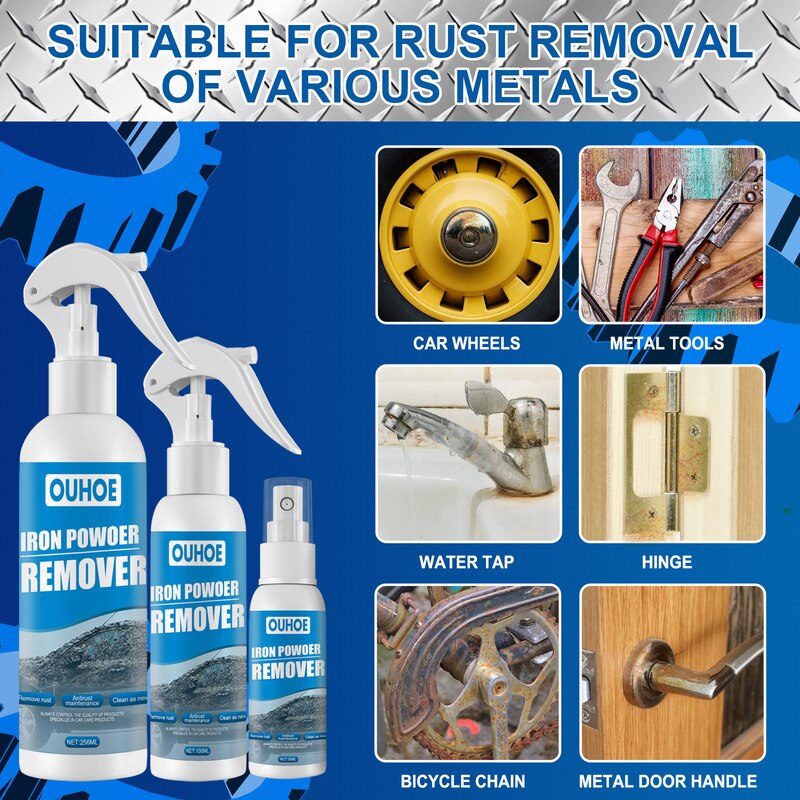 Removedor de ferrugem automotivo XMSJ em spray, ideal para superfícies metálicas e ferramentas oxidadas