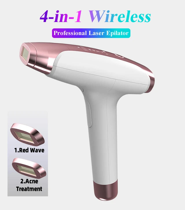 Depilador OUMONOKA depilador a laser ipl permanente sem fio 4 em 1 branco e rosa gold para remoção de pelos