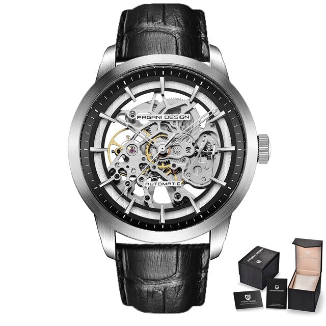 Relógio de couro luxo masculino PAGANI com mostrador automático e design sofisticado
