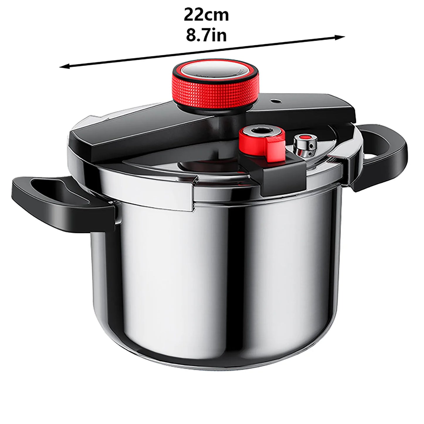 Panela de pressão à prova de explosão em inox de 22cm com válvula de segurança e design moderno