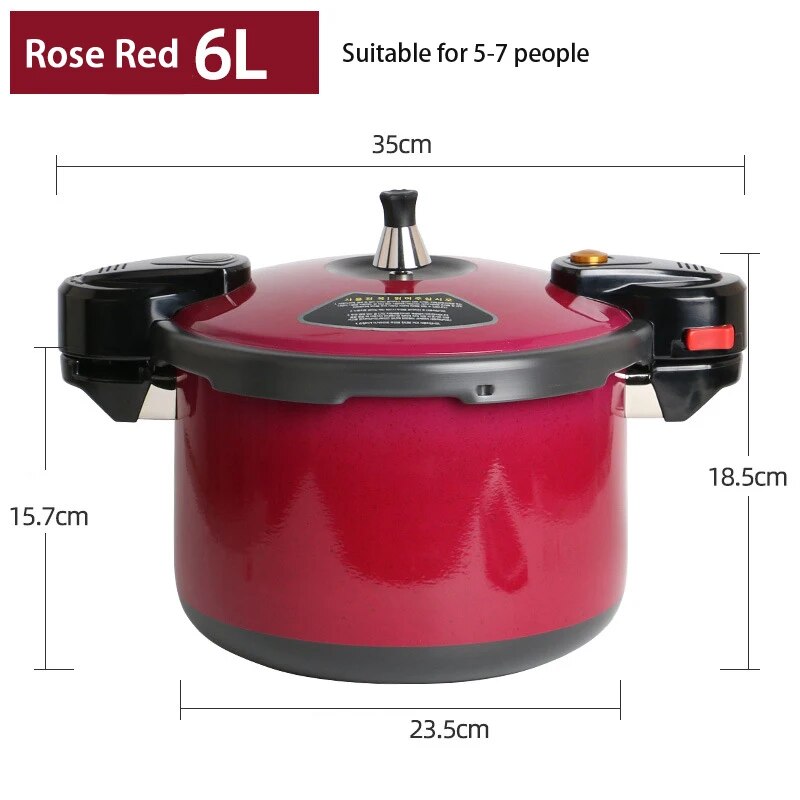 Panela de pressão à prova de explosão BETOHE em vermelho, 6L, ideal para 5 a 7 pessoas