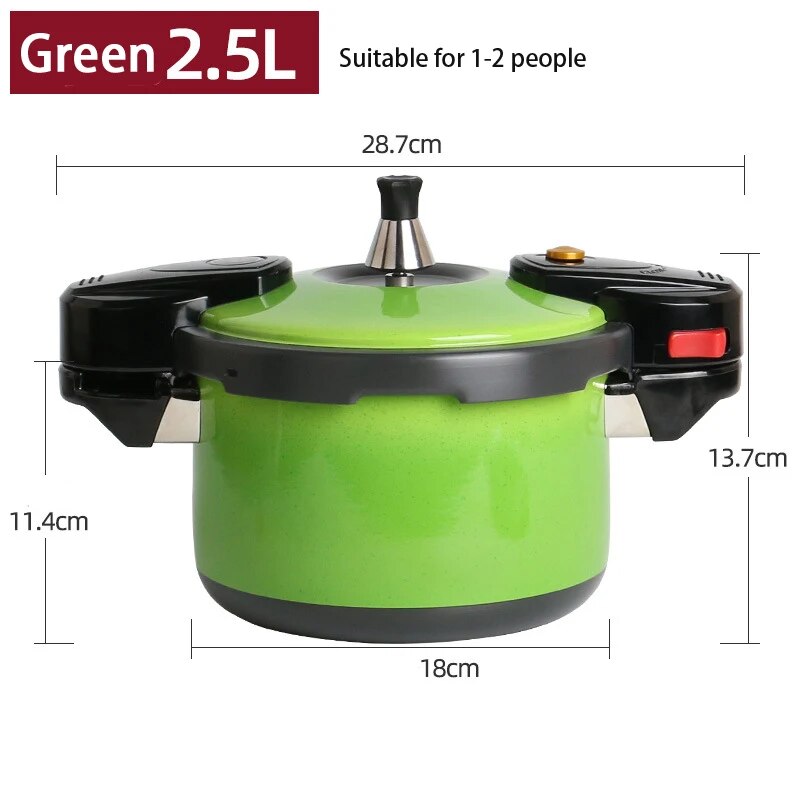 Panela de pressão à prova de explosão BETOHE em verde, 2.5L, ideal para 1-2 pessoas, com design seguro e funcional