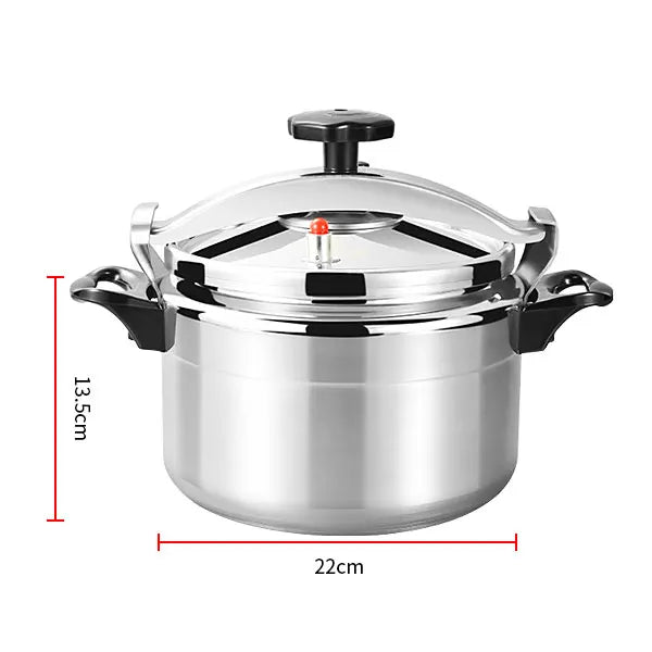 Panela de pressão de alumínio com capacidade de 22cm e altura de 13,5cm, ideal para cozimentos rápidos