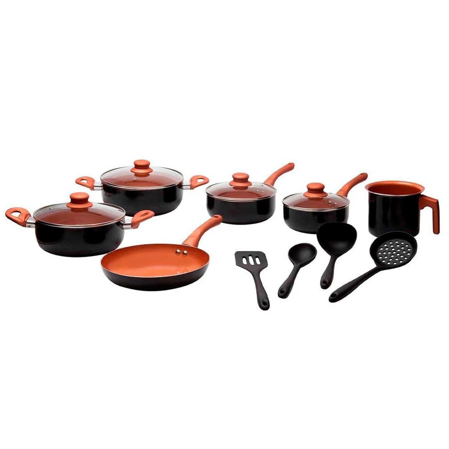 Conjunto de panelas de cozinha antiaderente CASAMBIENTE com 10 peças e utensílios funcionais