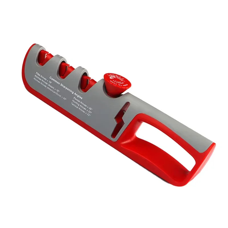 Afiador de faca HOCOSHINE em vermelho e cinza, ideal como pedra de amolar para cozinha