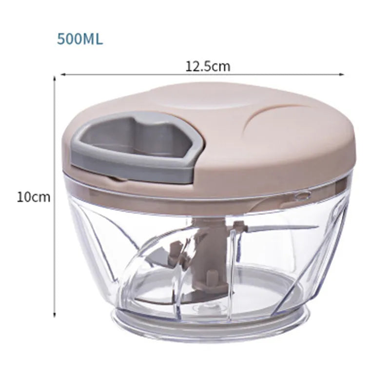 Picador de vegetais manual KAUJIA com capacidade de 500ml e design giratório para facilitar o corte