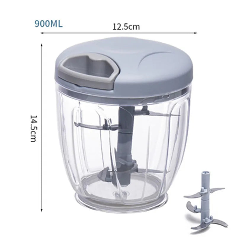Picador de vegetais manual giratório KAURIJIA com capacidade de 900ml e lâminas afiadas