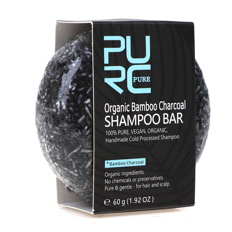 Shampoo em barra natural HNKMP de carvão ativado orgânico para cabelo saudável e brilhante