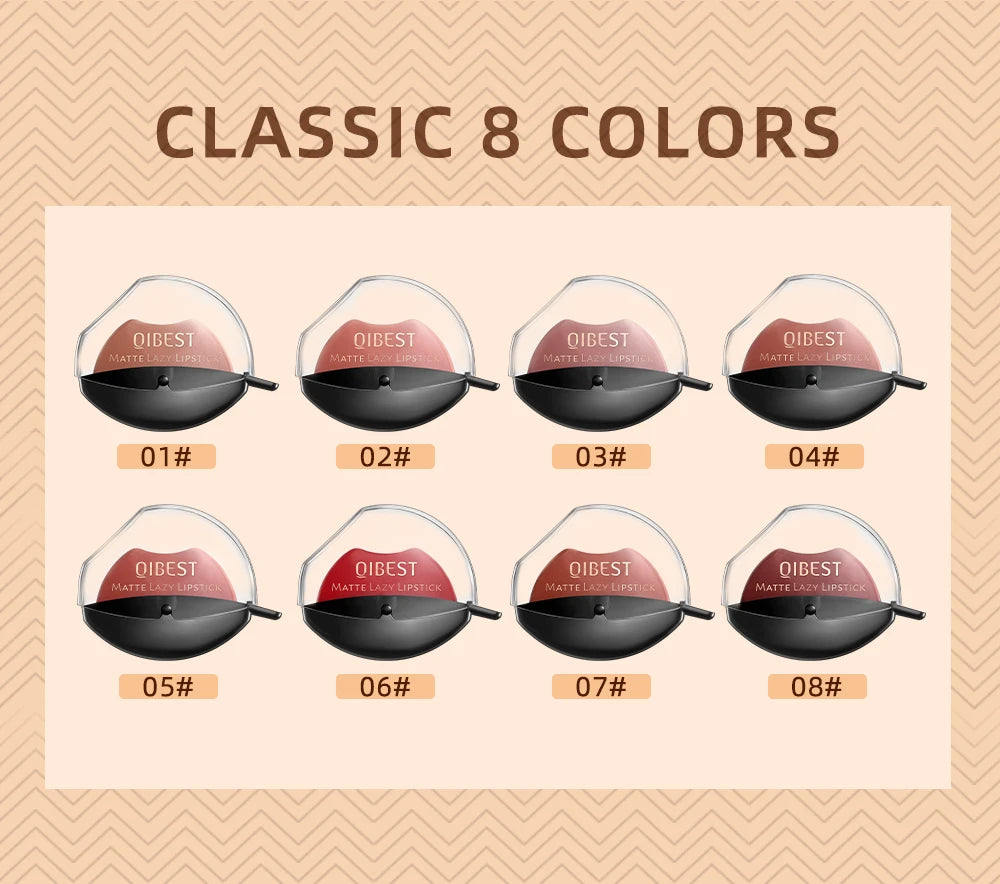 Conjunto de batons QIBEST em 8 cores, incluindo batom nude fosco para looks diversos