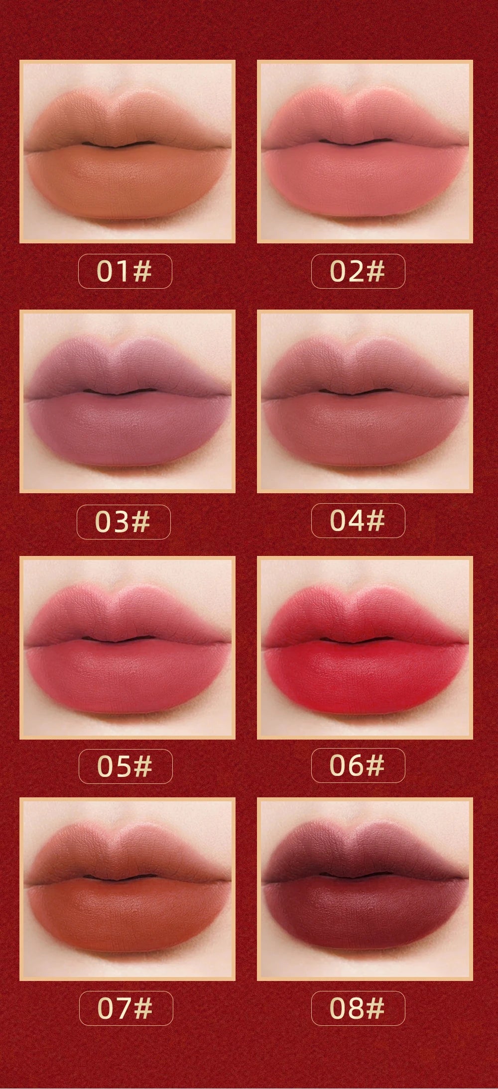 Ranking de cores de batom nude fosco da QIBEST em tons variados para todos os estilos
