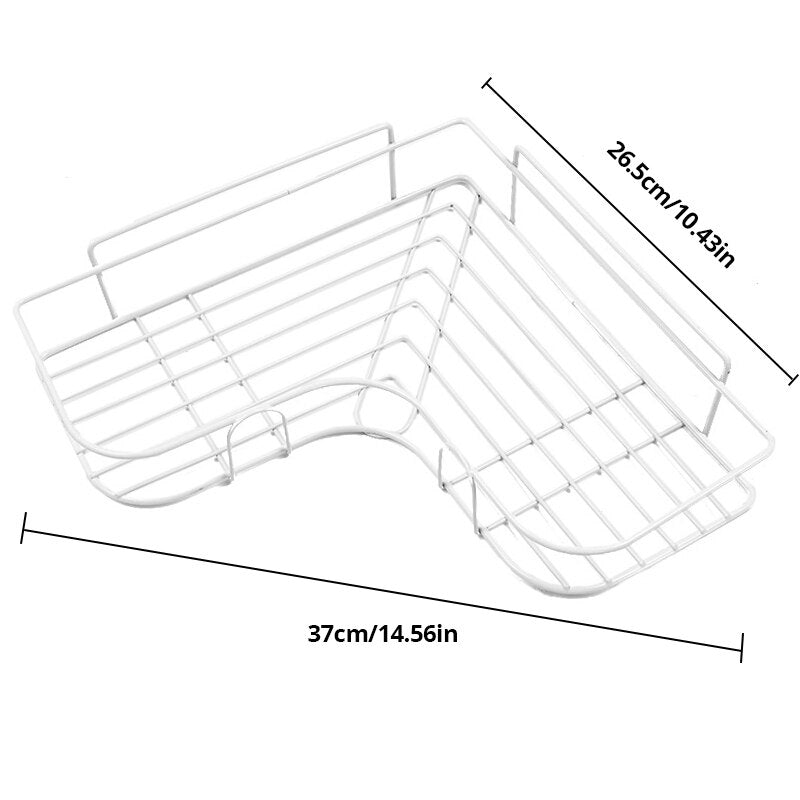 Rack multiuso para banheiro em metal, design em ângulo com prateleiras espaçosas para organização