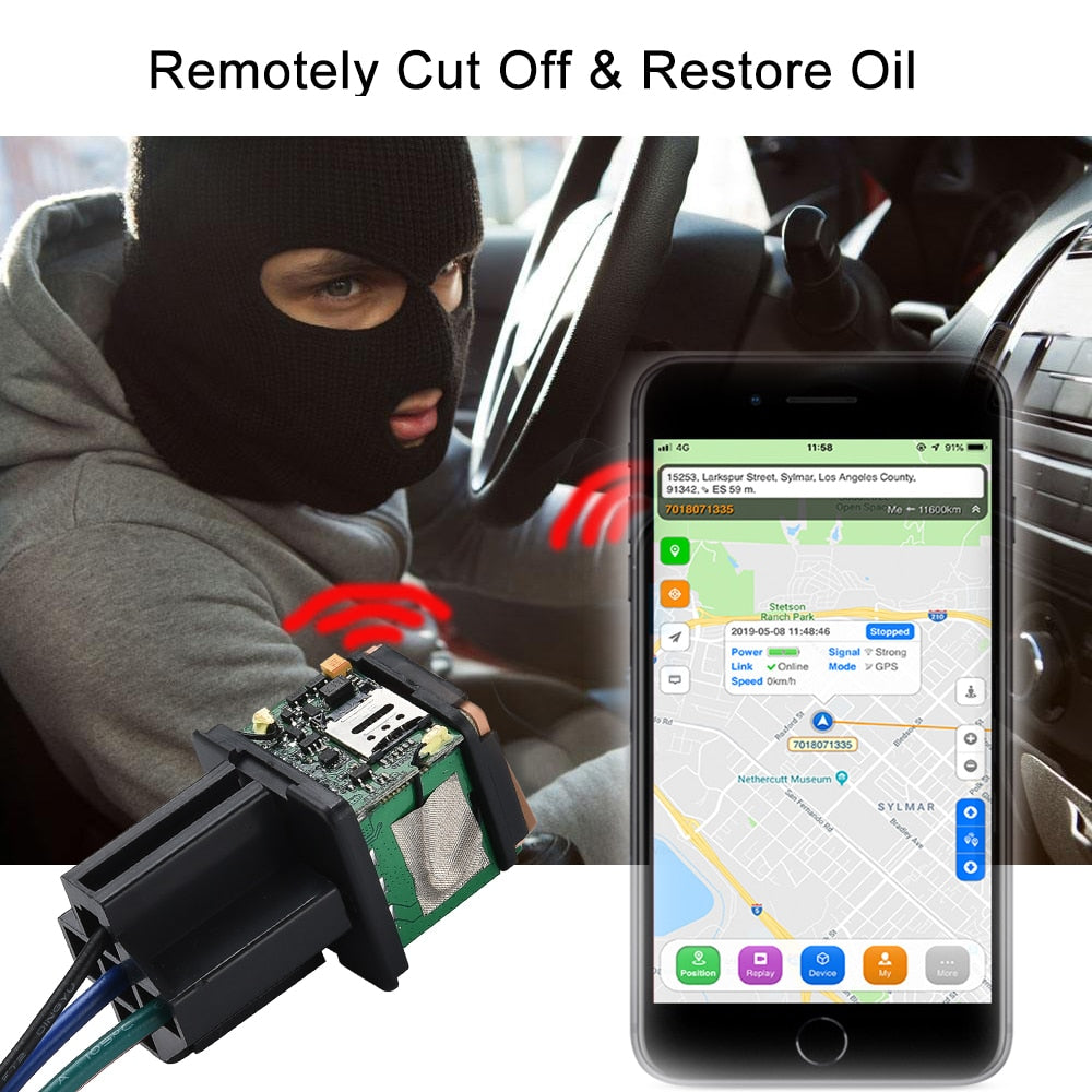 Rastreador GPS anti roubo Sino Track com monitoramento remoto e botão para cortar óleo do carro