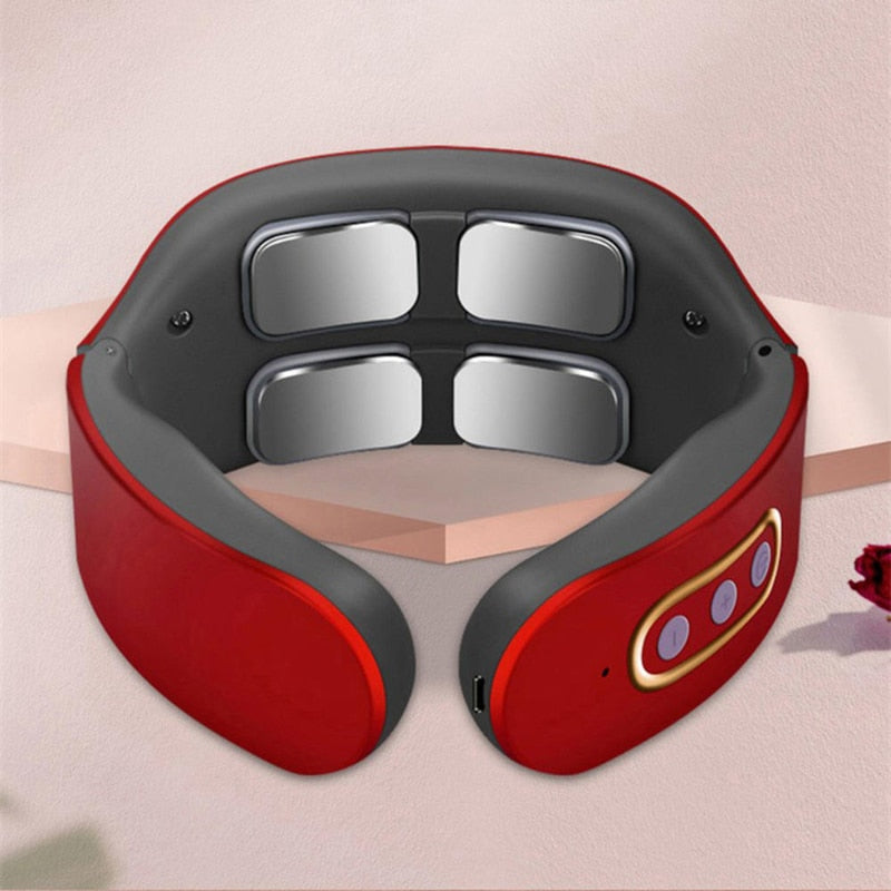 Massageador cervical portátil CAMMUO em vermelho para relaxamento vértebra cervical e alívio de tensão