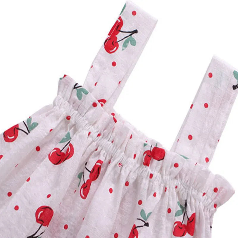 Vestido de bebê recém-nascido da LAWADKA com estampa de cerejas, ideal para roupas infantis estampadas