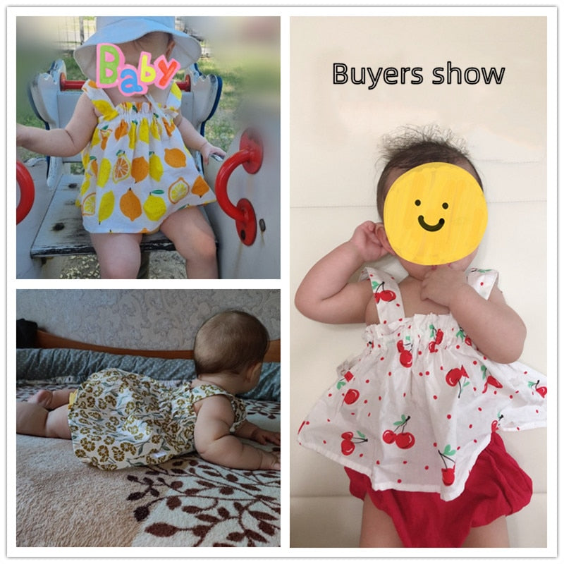 Conjunto de roupas infantis estampadas da LAWADKA com desenhos de limões e cerejas para bebês recém-nascidos