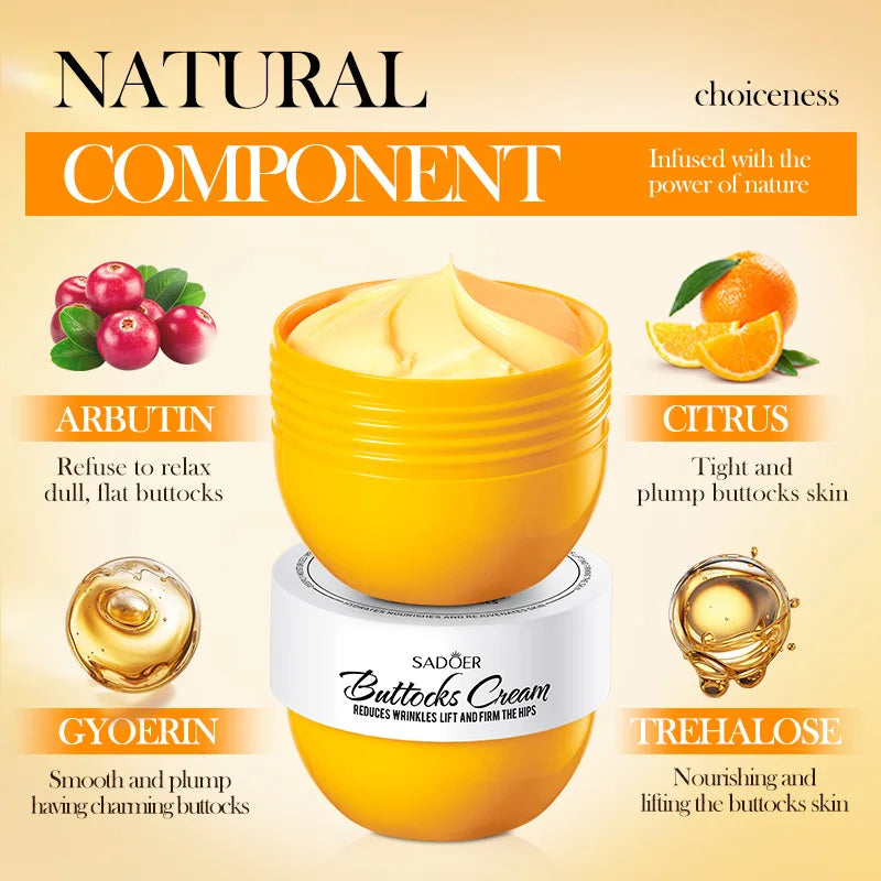 Creme firmador para quadril grande SADOER com ingredientes naturais para suavizar e tonificar as nádegas