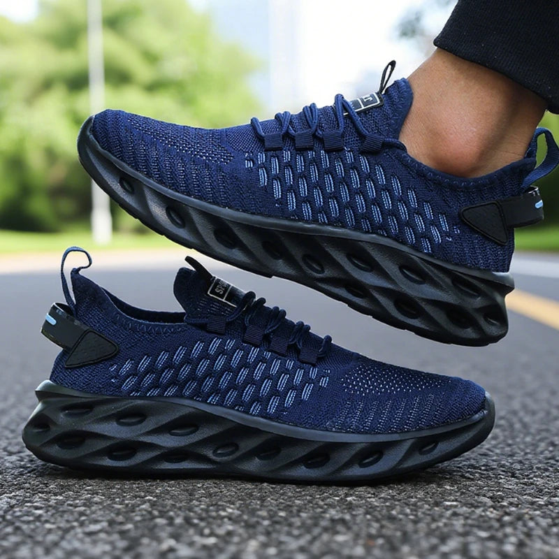 Tênis masculino DQTBE azul com design moderno e respirável, ideal como sapato esportivo masculino 2025.