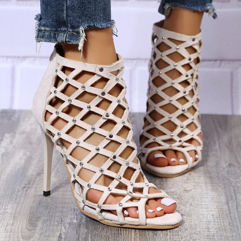Sandálias femininas XYJX com salto alto e detalhes em strass, ideais como sapatos festa feminino
