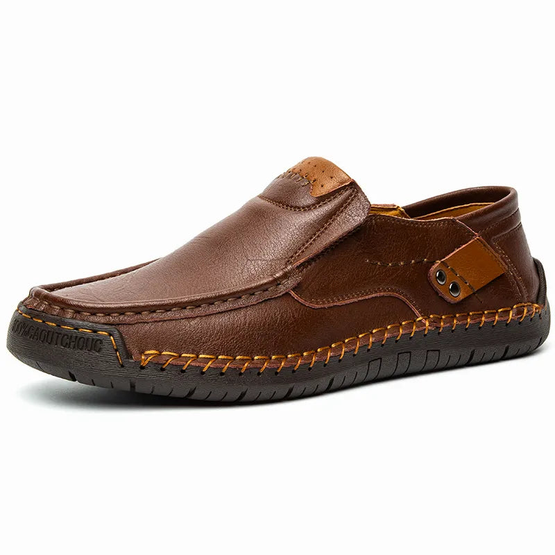 Sapatos masculinos de couro KJEDGB em marrom, confortáveis e elegantes para uso diário