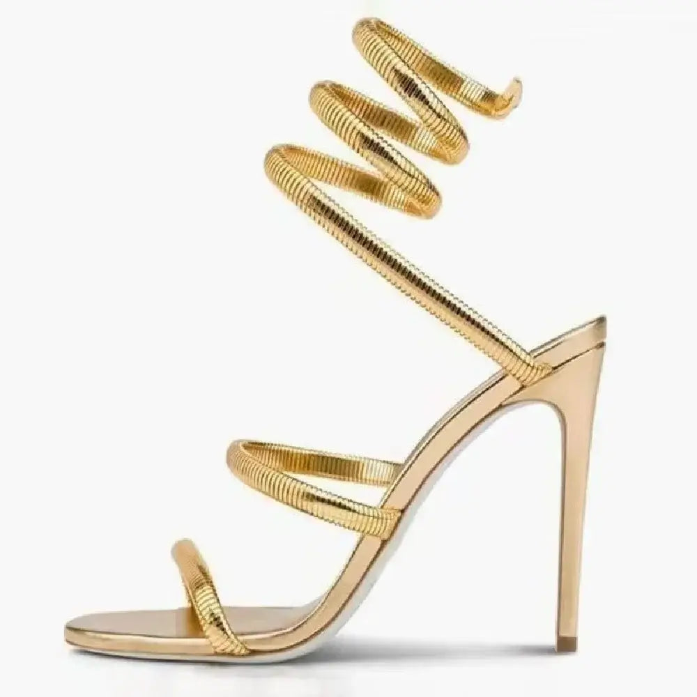 Sandálias femininas EILYKEN em ouro, perfeitas como sapatos sexy femininos para ocasiões especiais