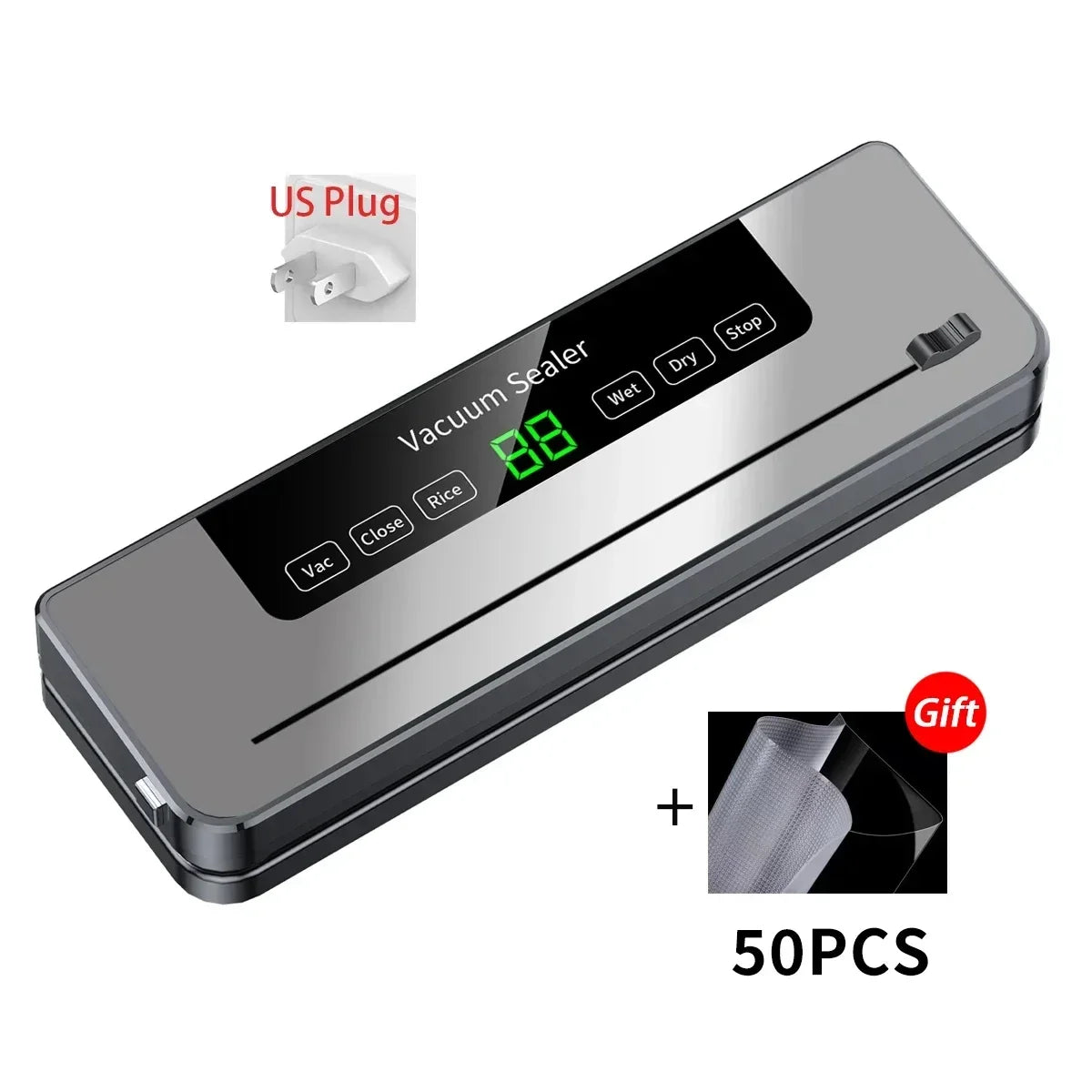 Seladora a vacuo CENRR com display digital, ideal para seladora alimentos seco e molhado