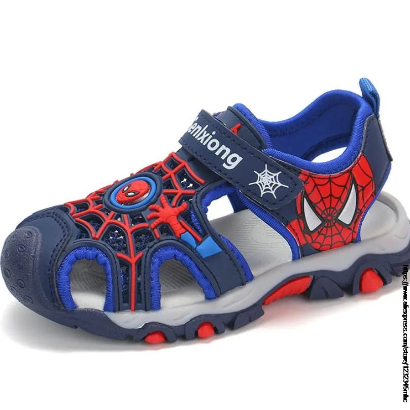 Sandálias infantis MINISO com design do Homem-Aranha e sola antiderrapante para segurança, sapatos infantis antiderrapantes.