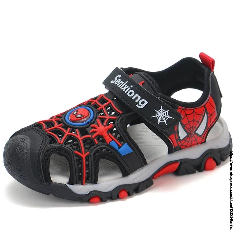 Sandálias infantis da MINISO com design do Homem-Aranha e solado antiderrapante para segurança
