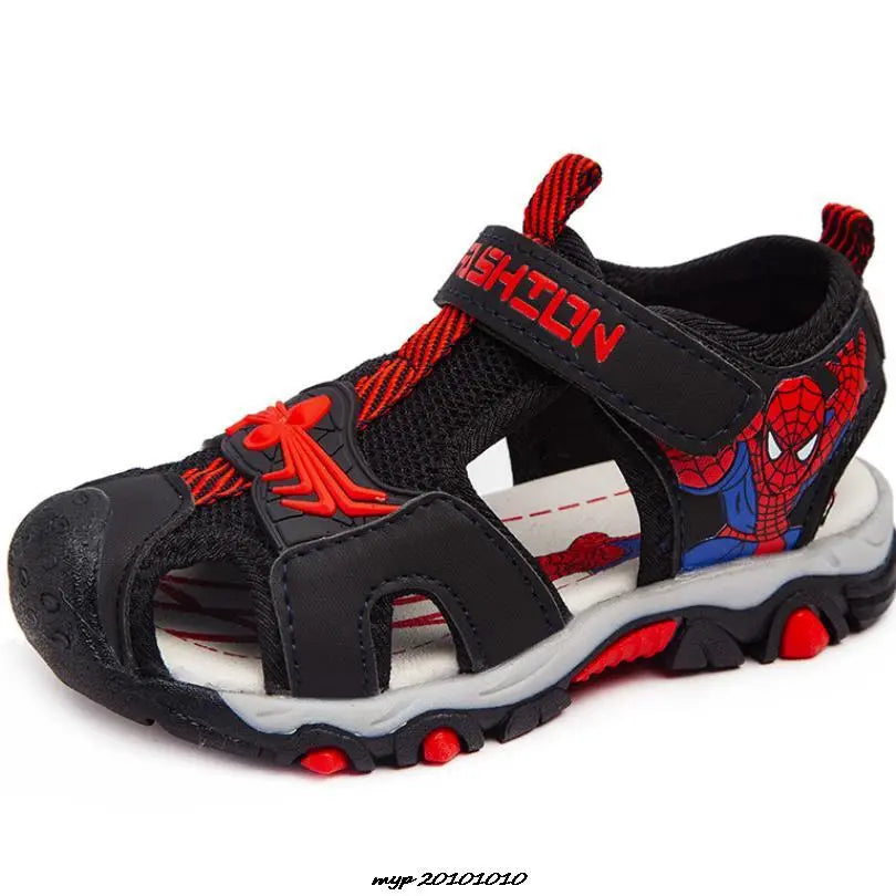 Sandálias infantis MINISO com design do Homem-Aranha e sola antiderrapante para segurança e conforto, sapatos infantis antiderrapantes.
