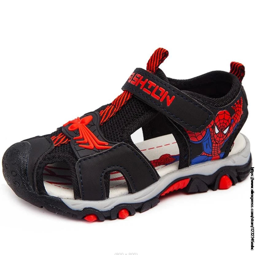 Sandálias infantis MINISO com design do homem-aranha, ideais e sapatos infantis antiderrapantes