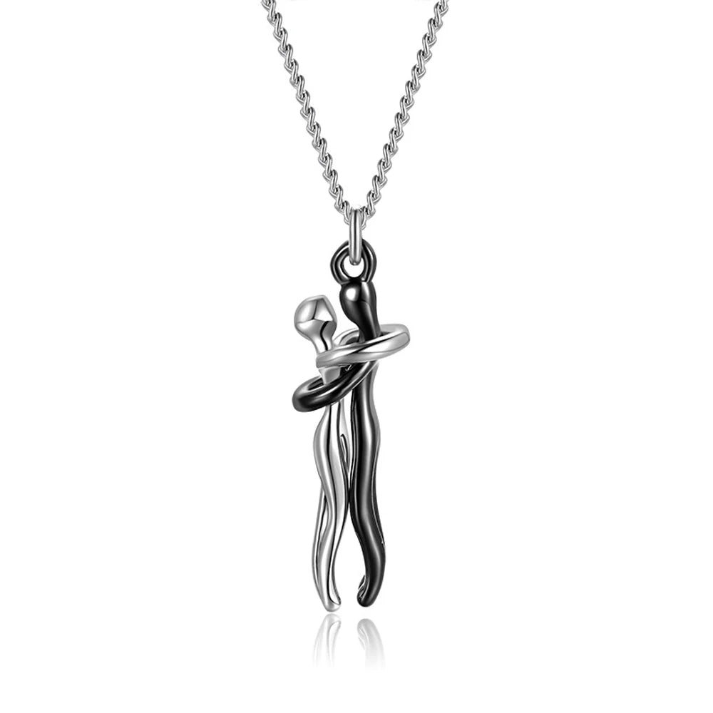 Colar feminino SEULEMENT com pingente de casal em dois tons, estilo moderno e elegante para combinar com brincos dois tons femininos.