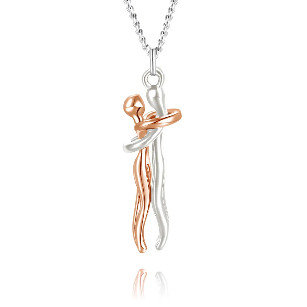 Colar feminino SEULEMENT com pingente de casal em dois tons, para combinar com brincos dois tons femininos