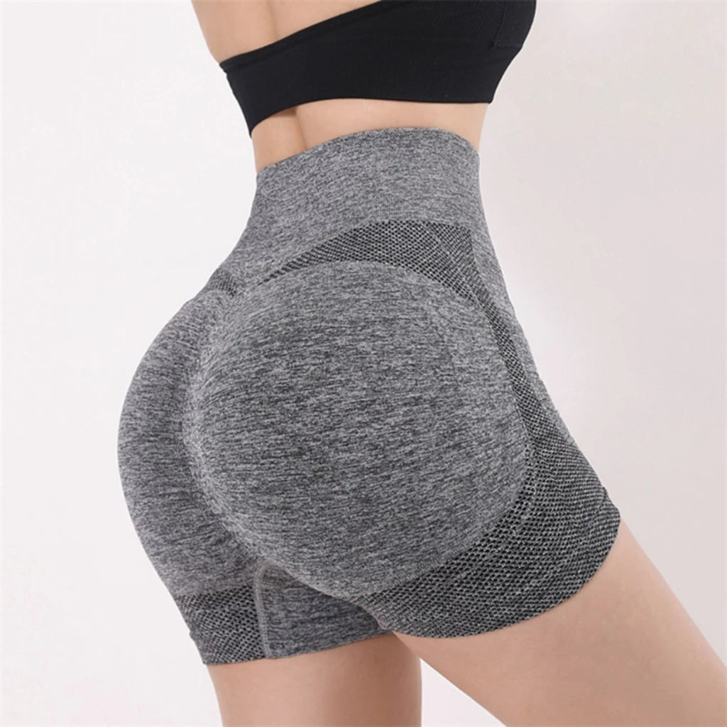 Shorts de cintura alta feminino em cinza com design anatômico ideal para atividades físicas