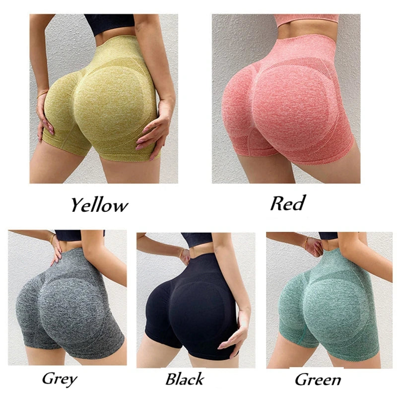 Shorts de cintura alta feminino em várias cores: amarelo, vermelho, cinza, preto e verde