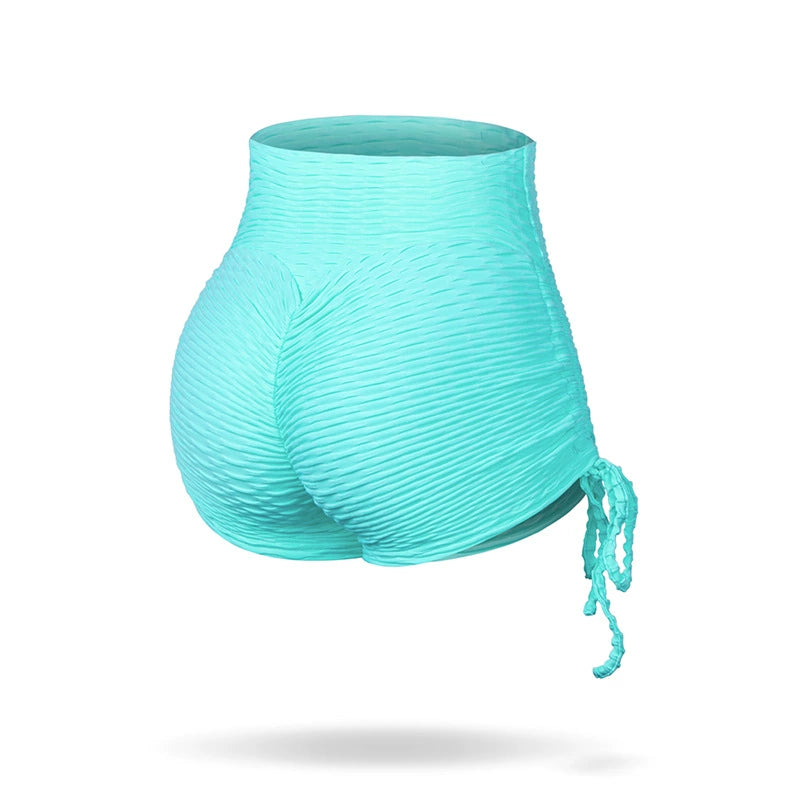 Shorts de ioga sexy femininos na cor verde água com ajuste lateral e design confortável