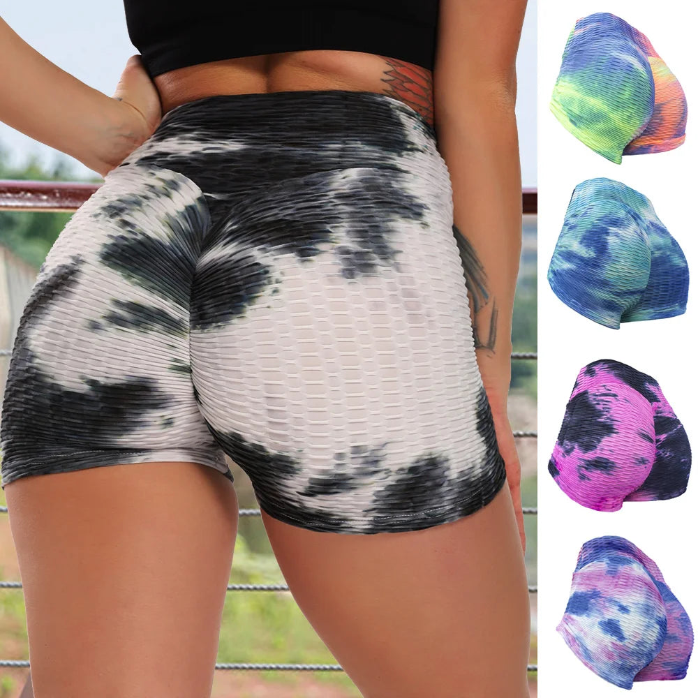 Shorts esportivos femininos cintura alta com design moderno e cores vibrantes, ideais para o treino
