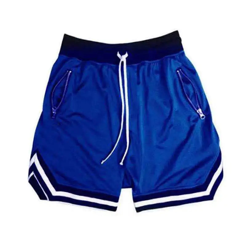 Shorts masculinos esportivos YIMIPHER em azul com zíperes para maior conforto e praticidade