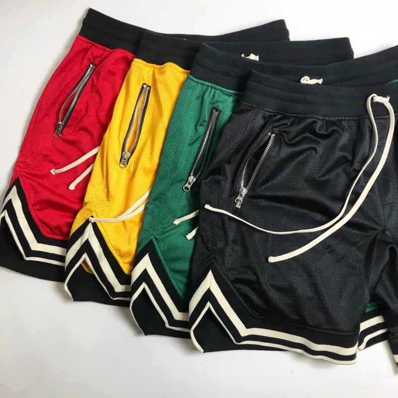 Shorts masculinos esportivos YIMIPHER em várias cores com zíperes e cós ajustável