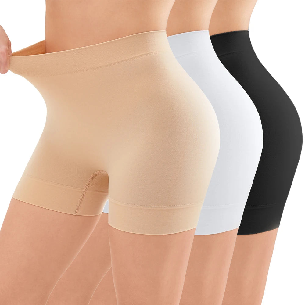 Conjunto de shorts femininos anti atrito da MS SIMIYA em três cores: nude, branco e preto