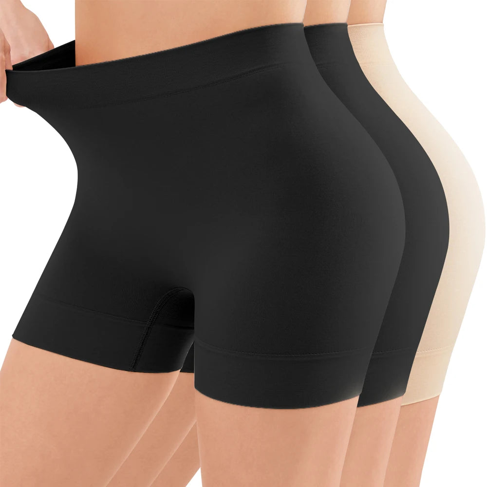Shorts íntimos femininos anti atrito da MS SIMIYA em preto e nude, confortáveis e moldáveis ao corpo.