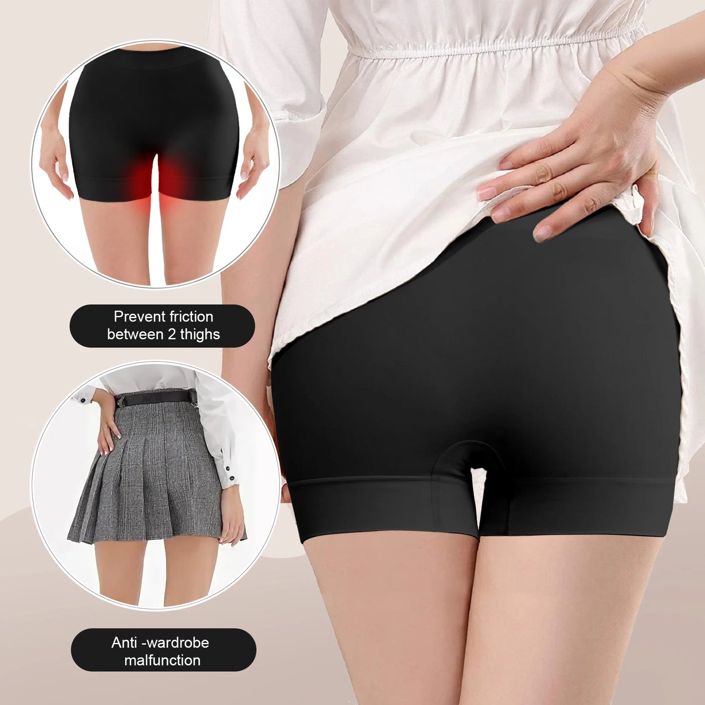 Shorts íntimo feminino da MS SIMIYA em preto, modelos anti atrito para conforto entre as pernas