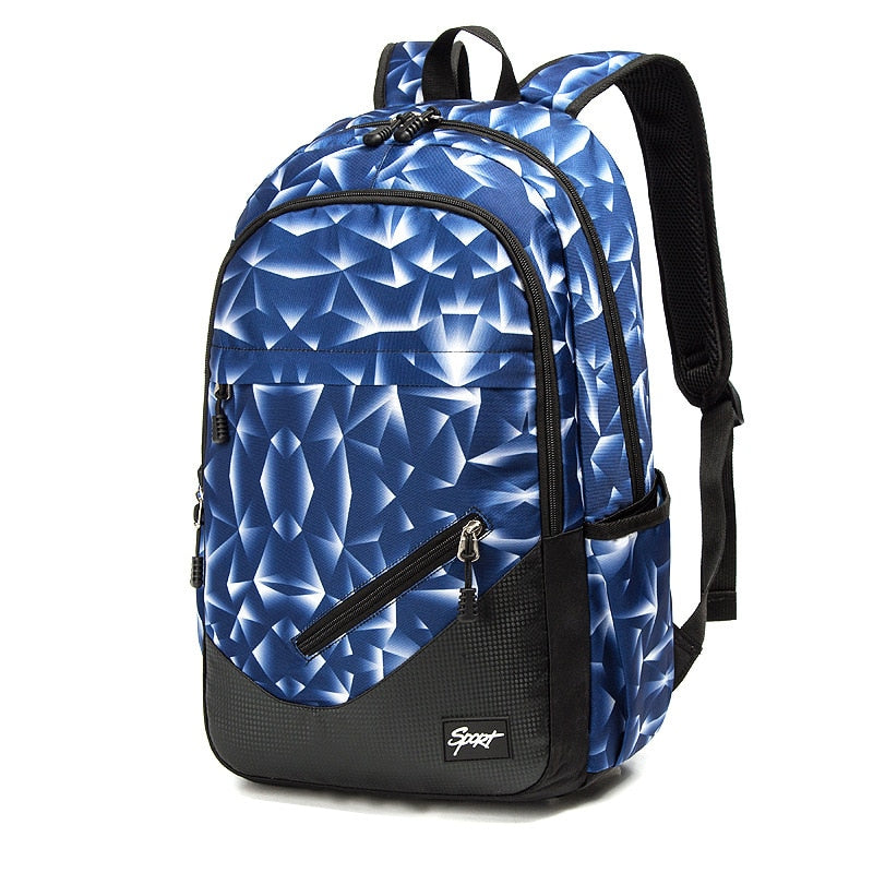 Mochila escolar grande capacidade MJZKXQZ em azul com design moderno e vários compartimentos